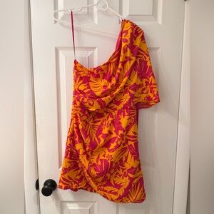 DO+BE One Shoulder Dress in Pink and Orange
